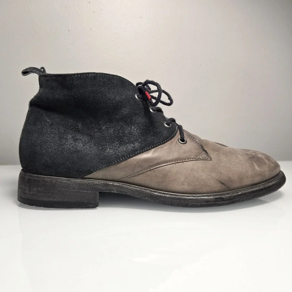 Think! Ankle Chukka Boot EU 42 US 9 Gray Black Leather Suede Lace Up Handcrafted
